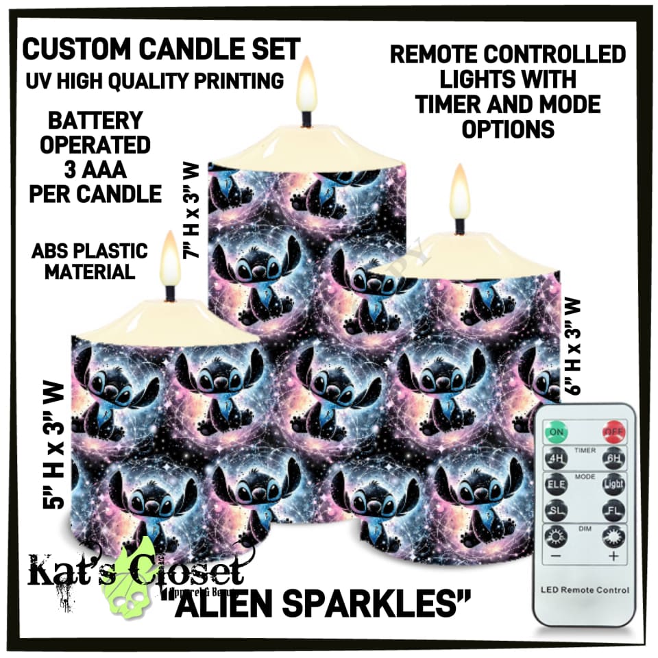 Alien Sparkles 3-Piece Battery Operated Candle Set - Preorder ETA: Mid-Dec Sets