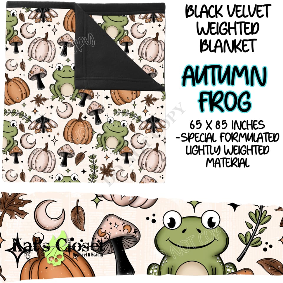 AUTUMN FROG - BLACK VELVET WEIGHTED BLANKET ROUND 4 PREORDER CLOSING 10/16 Blankets