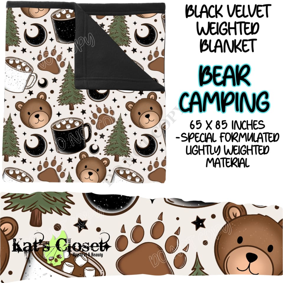 BEAR CAMPING - BLACK VELVET WEIGHTED BLANKET ROUND 4 PREORDER CLOSING 10/16 Blankets