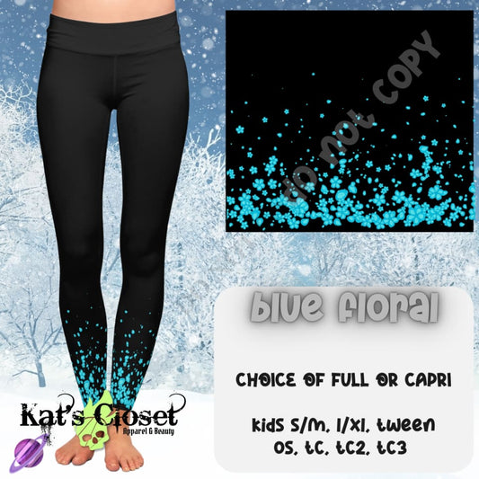 BLUE FLORAL LEGGING/CAPRI PREORDER CLOSING 10/10 LEGGINGS & CAPRIS