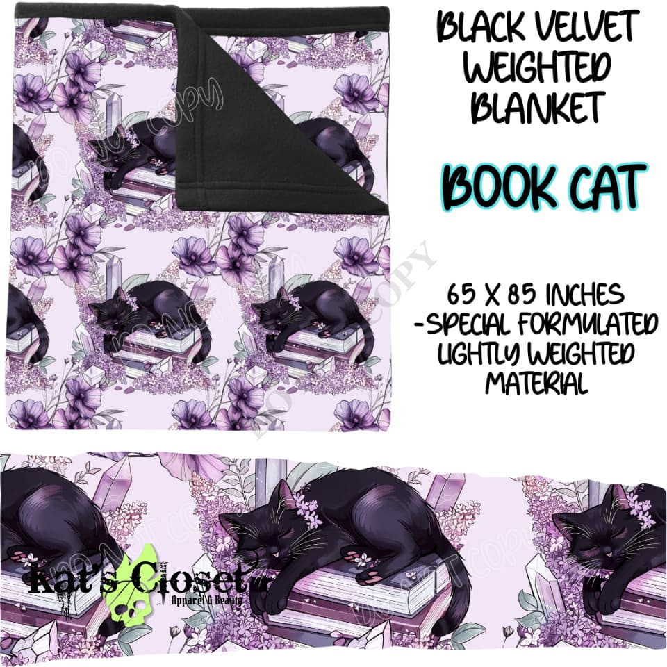 BOOK CAT - BLACK VELVET WEIGHTED BLANKET ROUND 4 PREORDER CLOSING 10/16 Blankets