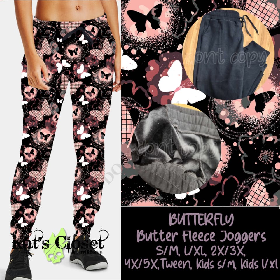 BUTTERFLY BUTTER FLEECE LINED UNISEX JOGGERS Joggers