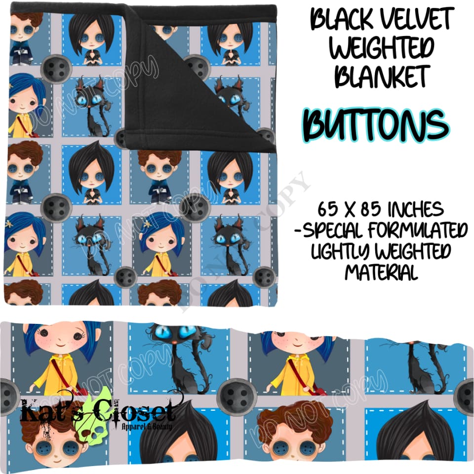 BUTTONS - BLACK VELVET WEIGHTED BLANKET ROUND 4 PREORDER CLOSING 10/16 Blankets