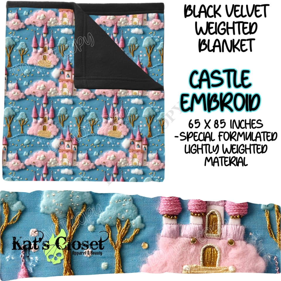 CASTLE EMBROID - BLACK VELVET WEIGHTED BLANKET ROUND 4 PREORDER CLOSING 10/16 Blankets