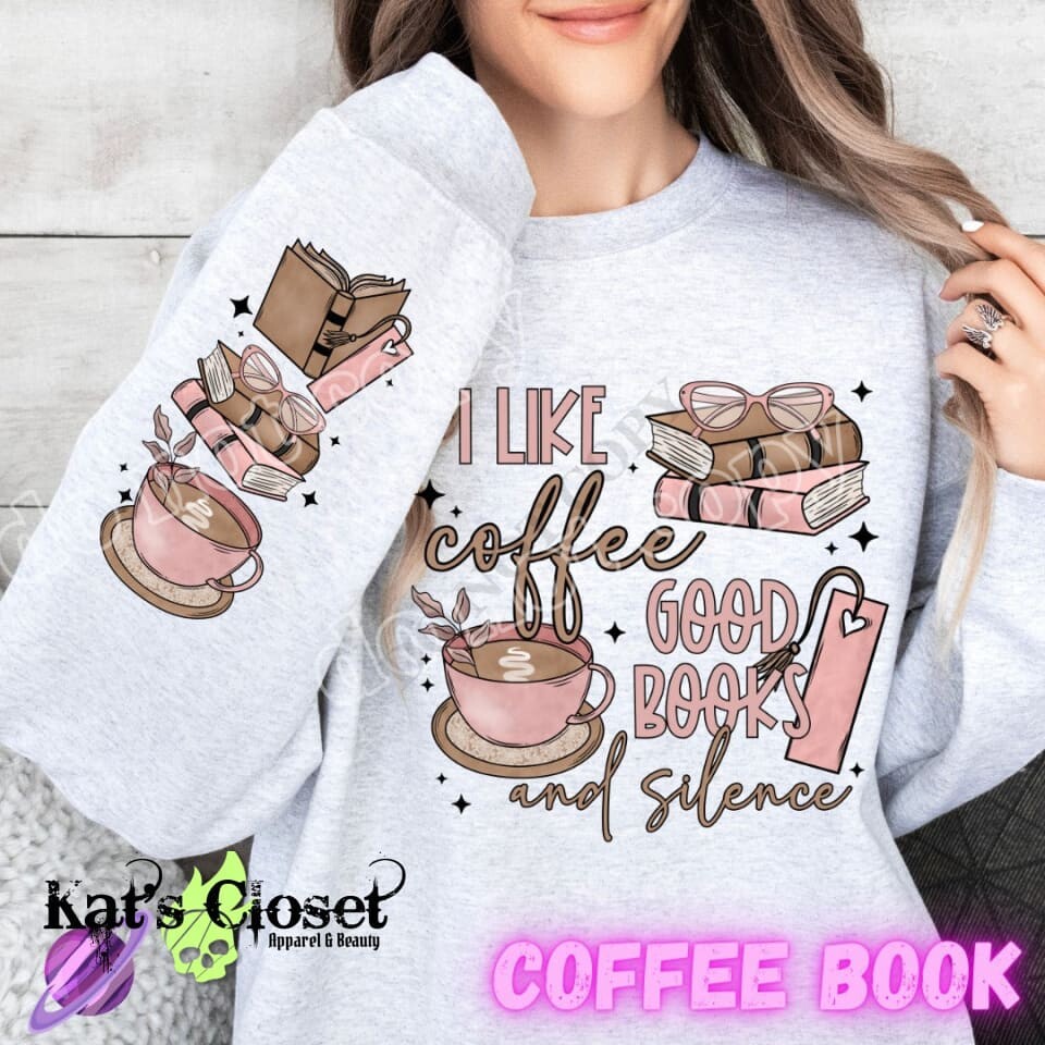 COFFEE BOOK SWEATSHIRT w/Sleeve Print Sweatshirt