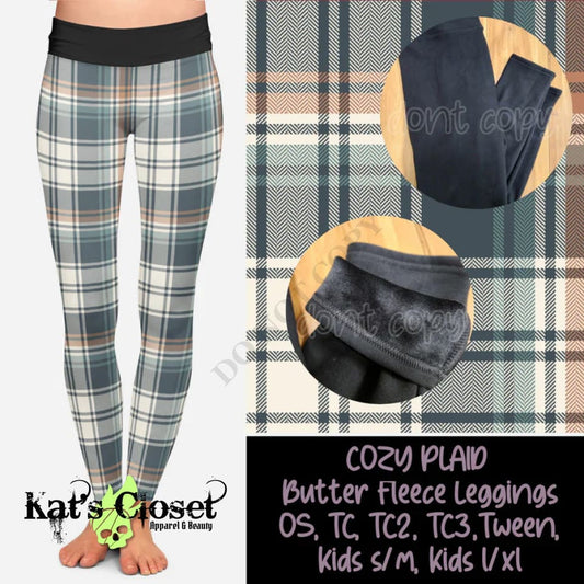 COZY PLAID BUTTER FLEECE LINED LEGGINGS Leggings