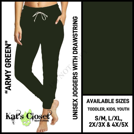 Army Green Unisex Full Joggers - Preorder ETA: Late Dec JOGGERS