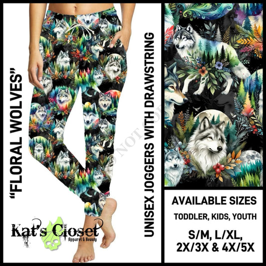 Floral Wolves Unisex Full Joggers - Preorder ETA: Late Dec JOGGERS