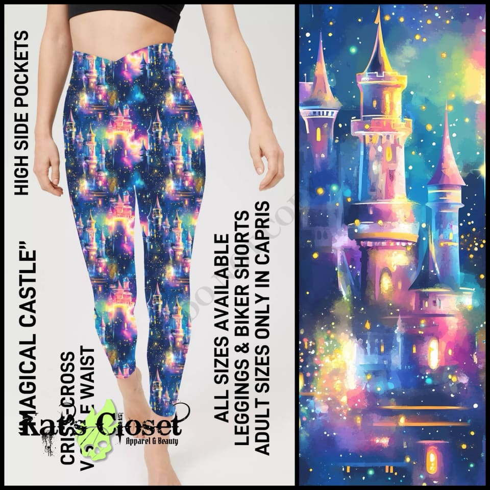 Magical Castle Criss Cross V-Waist Biker/Capris/Leggings with High Side Pockets - Preorder ETA: Late Dec LEGGINGS & CAPRIS