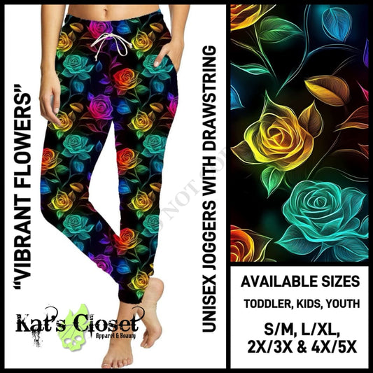 CR1V - Vibrant Flowers Unisex Full Joggers - Preorder ETA: Late Dec JOGGERS