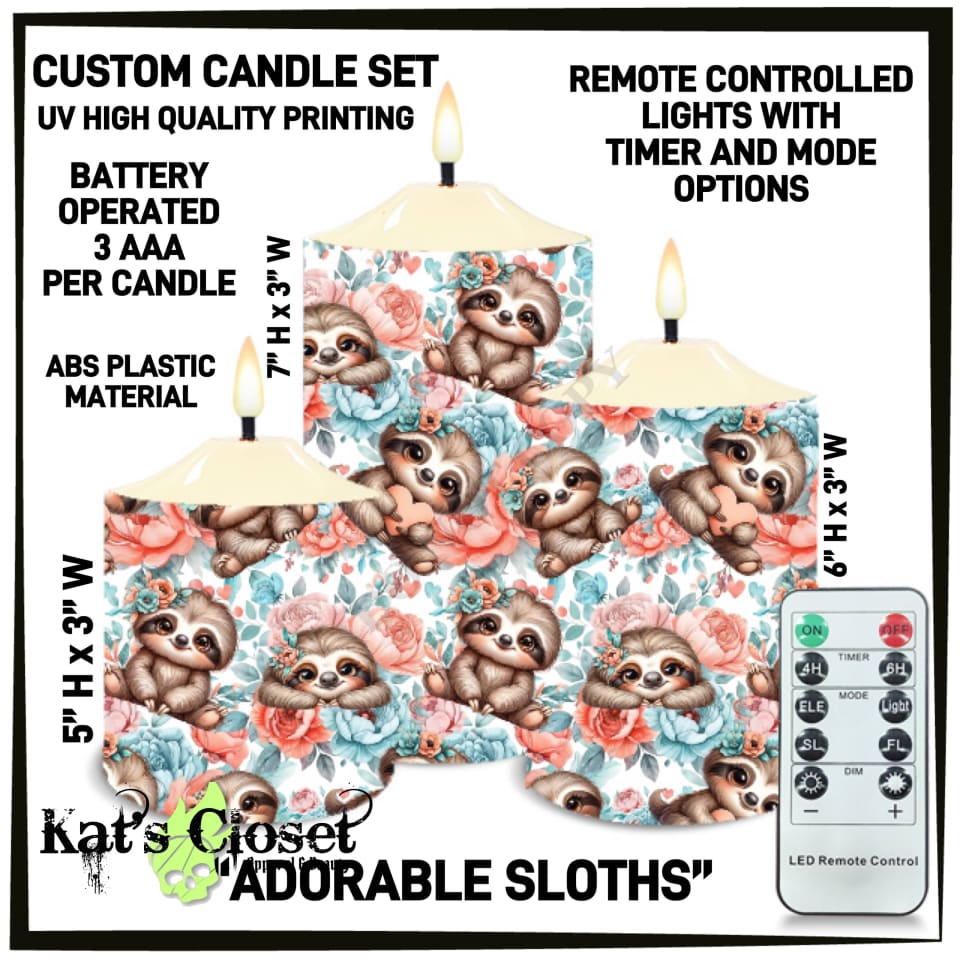 Adorable Sloths 3-Piece Battery Operated Candle Set - Preorder ETA: Mid-Dec Sets