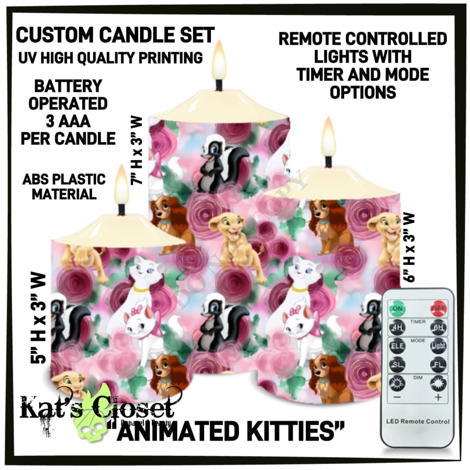 Animated Kitties 3-Piece Battery Operated Candle Set - Preorder ETA: Mid-Dec Sets