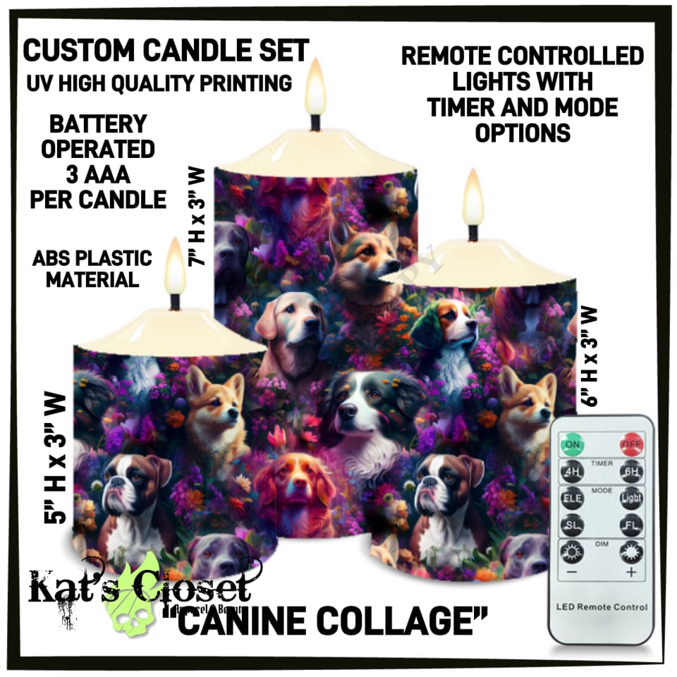 Canine Collage 3-Piece Battery Operated Candle Set - Preorder ETA: Mid-Dec Sets