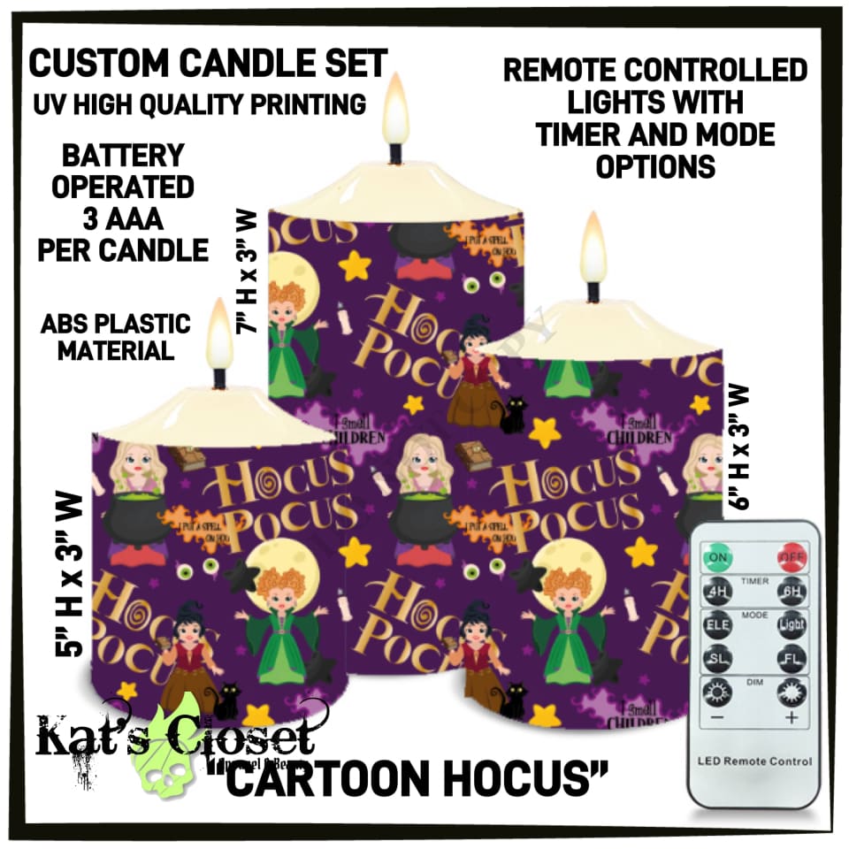 Cartoon Hocus 3-Piece Battery Operated Candle Set - Preorder ETA: Mid-Dec Sets