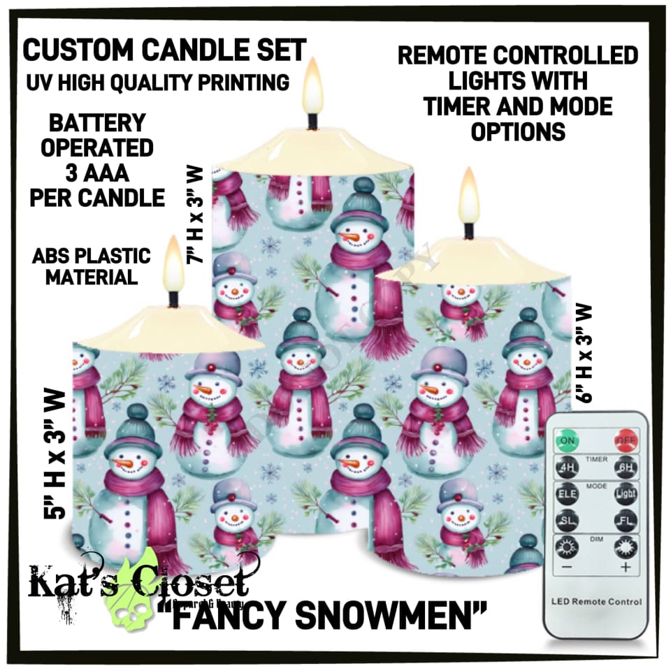 Fancy Snowmen 3-Piece Battery Operated Candle Set - Preorder ETA: Mid-Dec Sets