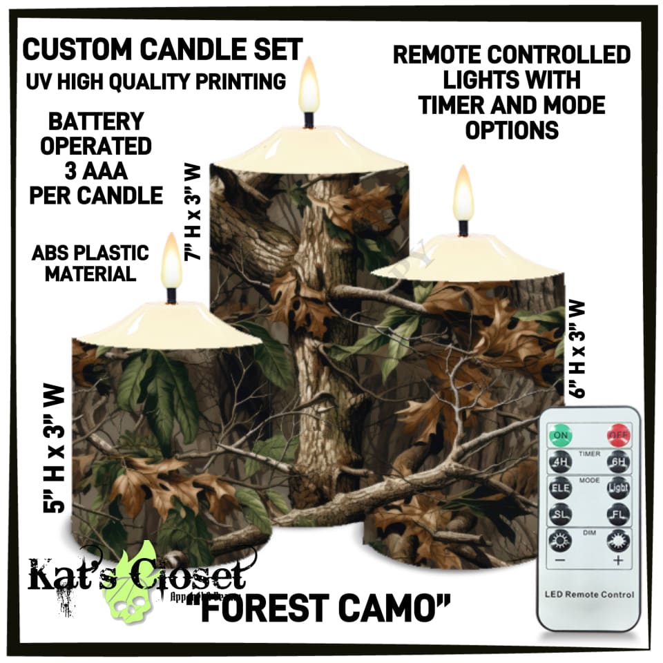 Forest Camo 3-Piece Battery Operated Candle Set - Preorder ETA: Mid-Dec