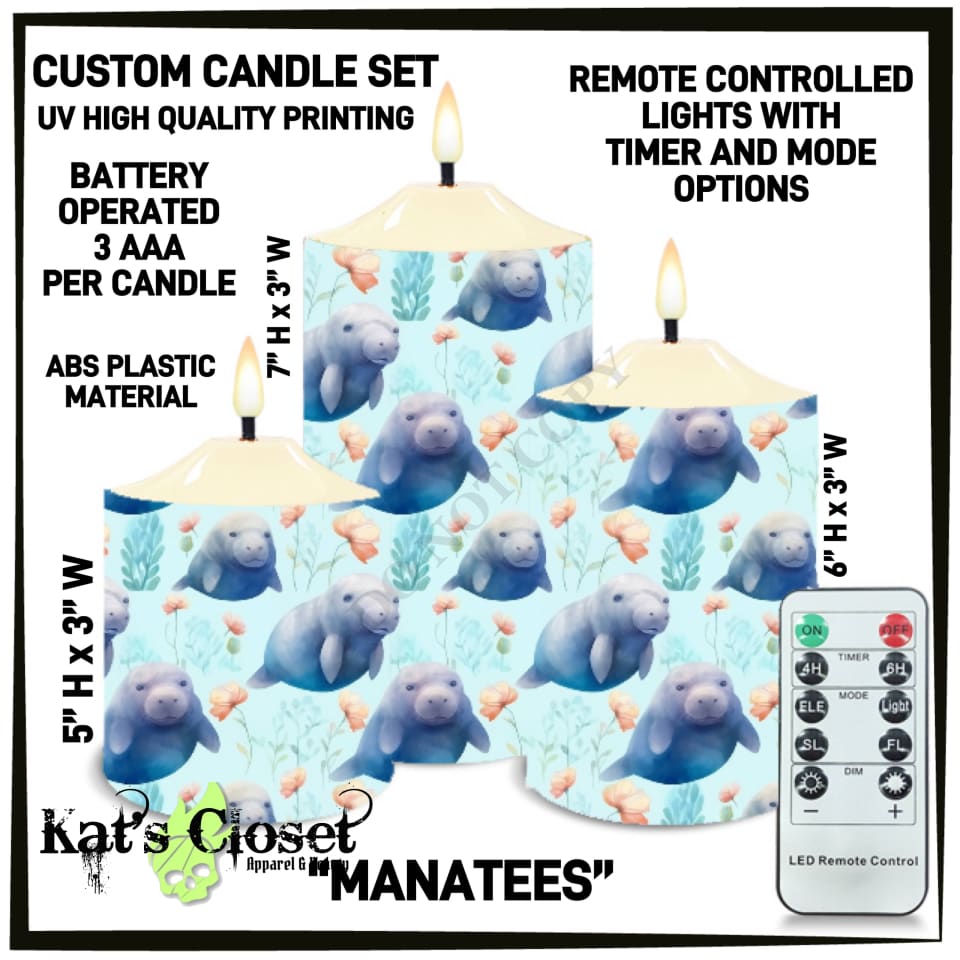 Manatees 3-Piece Battery Operated Candle Set - Preorder ETA: Mid-Dec