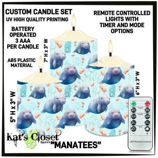 Manatees 3-Piece Battery Operated Candle Set - Preorder ETA: Mid-Dec