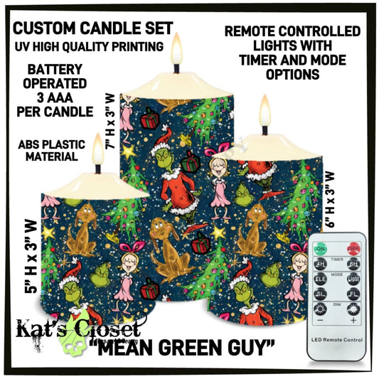 Mean Green Guy 3-Piece Battery Operated Candle Set - Preorder ETA: Mid-Dec