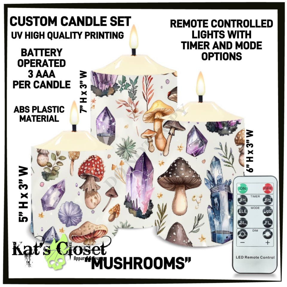 Mushrooms 3-Piece Battery Operated Candle Set - Preorder ETA: Mid-Dec