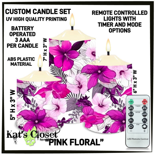 Pink Floral 3-Piece Battery Operated Candle Set - Preorder ETA: Mid-Dec