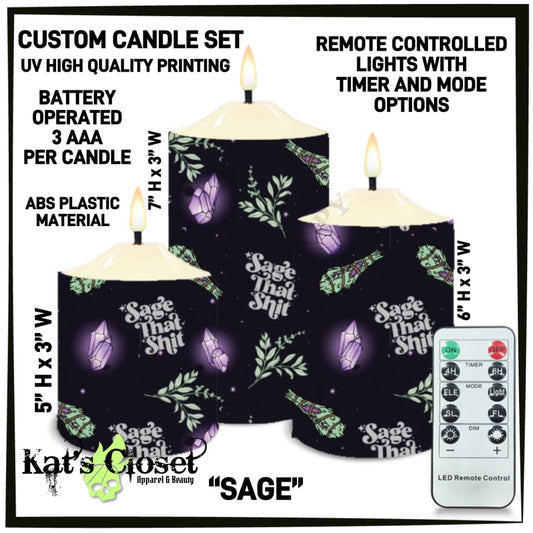 Sage 3-Piece Battery Operated Candle Set - Preorder ETA: Mid-Dec