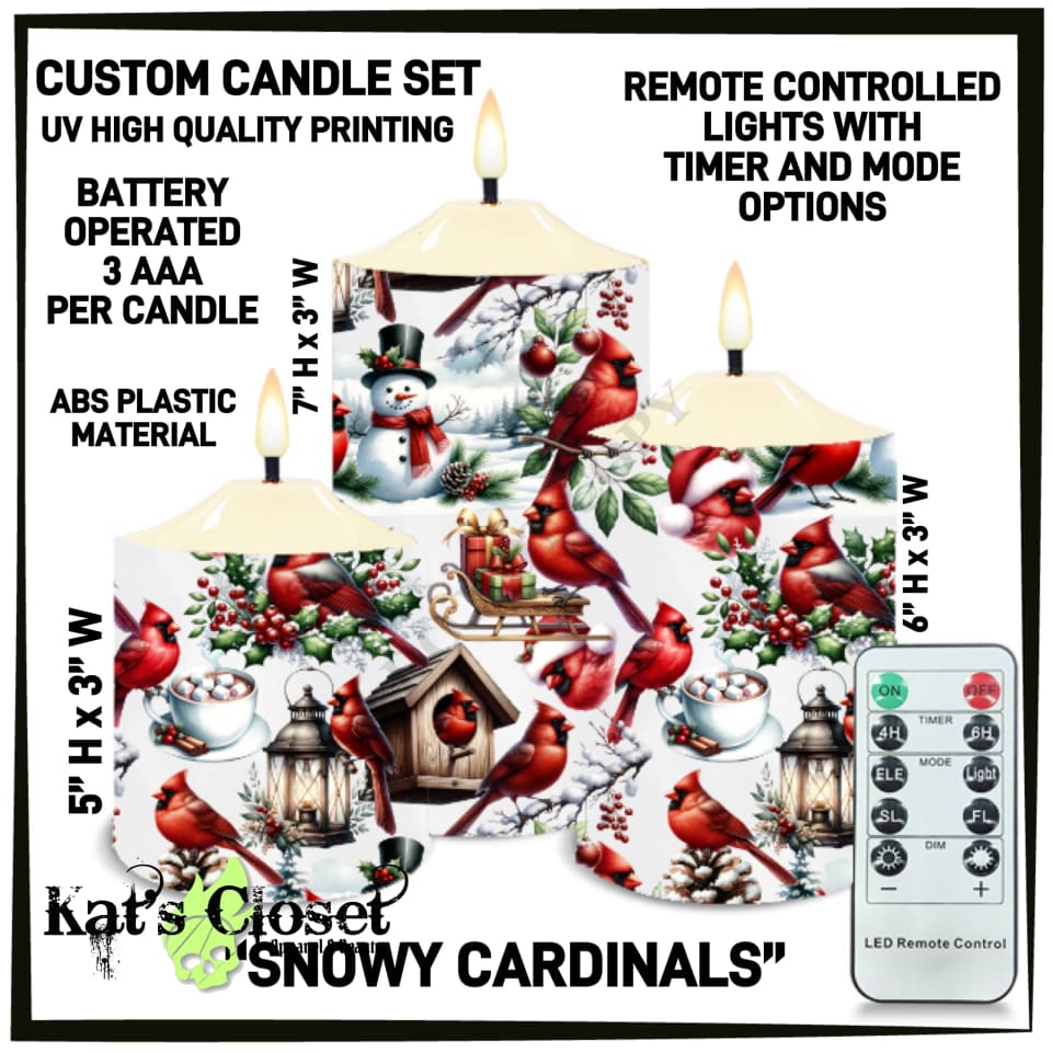 Snowy Cardinals 3-Piece Battery Operated Candle Set - Preorder ETA: Mid-Dec