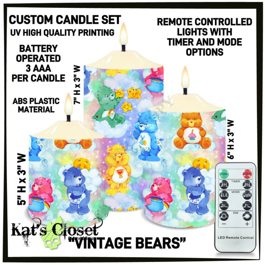 Vintage Bears 3-Piece Battery Operated Candle Set - Preorder ETA: Mid-Dec