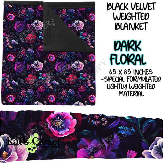 DARK FLORAL - BLACK VELVET WEIGHTED BLANKET ROUND 4 PREORDER CLOSING 10/16 Blankets