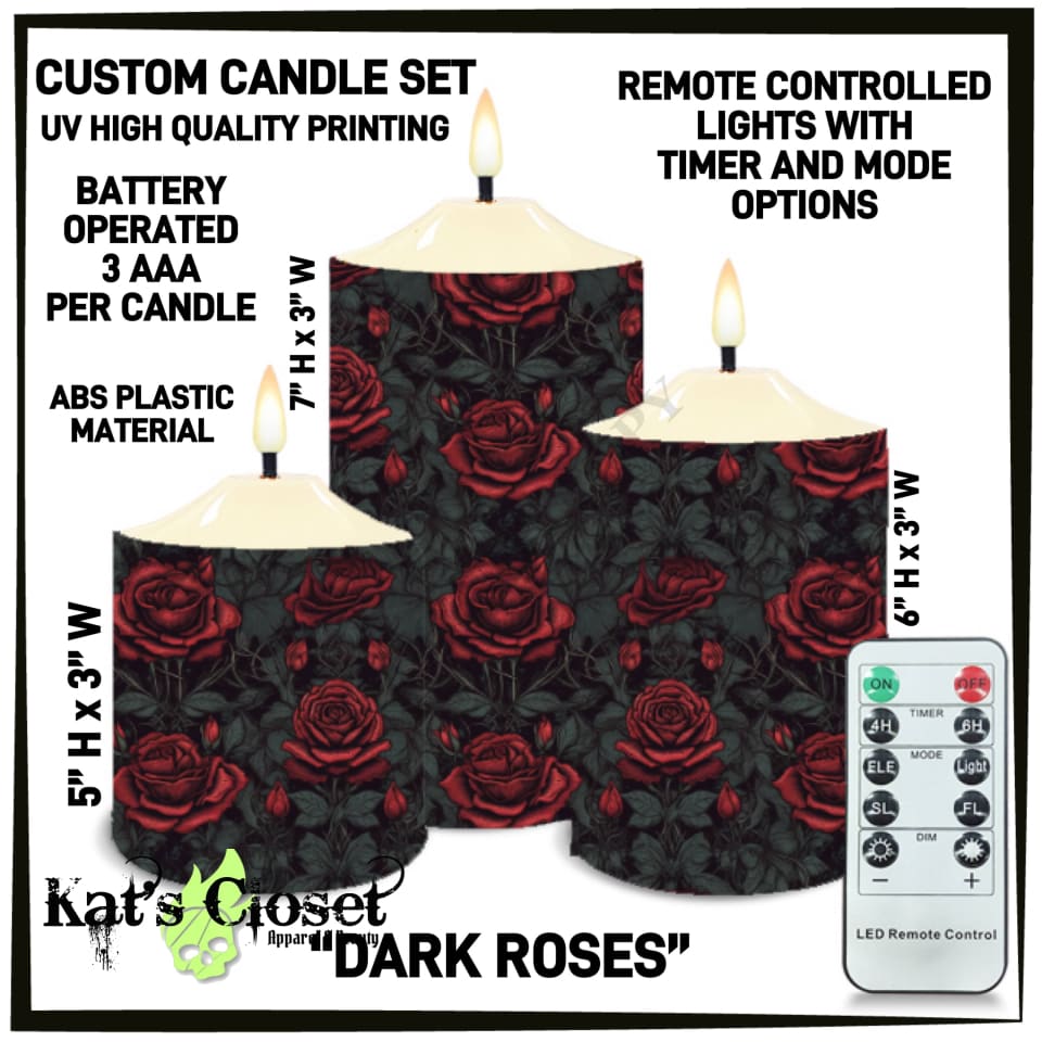 Dark Roses 3-Piece Battery Operated Candle Set - Preorder ETA: Mid-Dec Sets