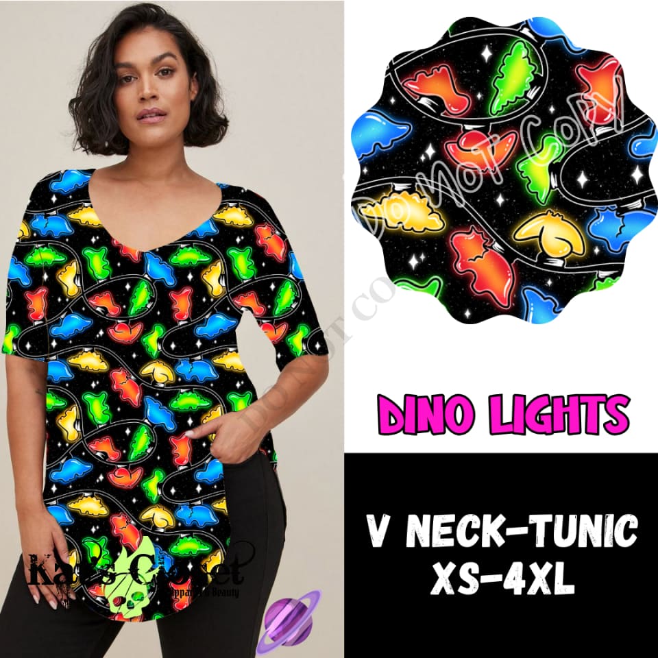 DINO LIGHTS V-NECK TUNIC PREORDER CLOSING 10/8 VNECK TUNICS