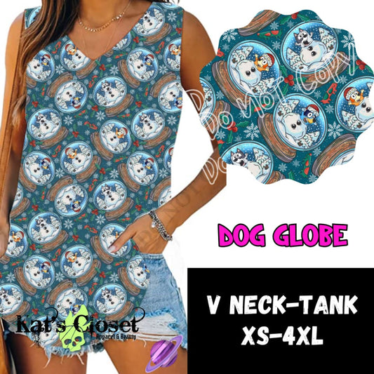 DOG GLOBE V-NECK TANK PREORDER CLOSING 10/8 Tank Top