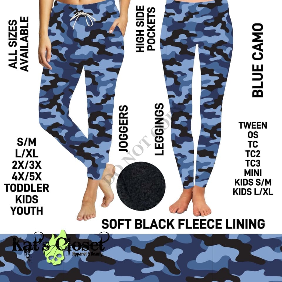 Blue Camo Fleece-Lined Unisex Joggers - Preorder ETA: Early Jan JOGGERS