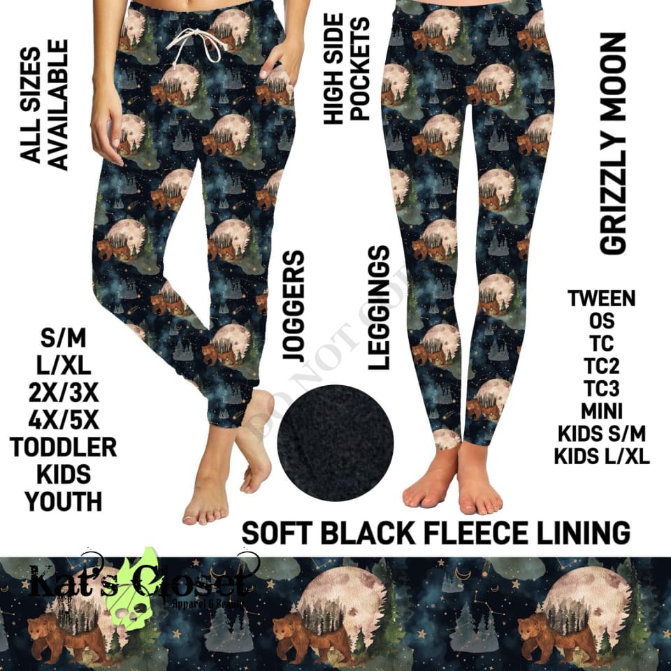 Grizzly Moon Fleece-Lined Leggings with High Side Pockets - Preorder ETA: Early Jan