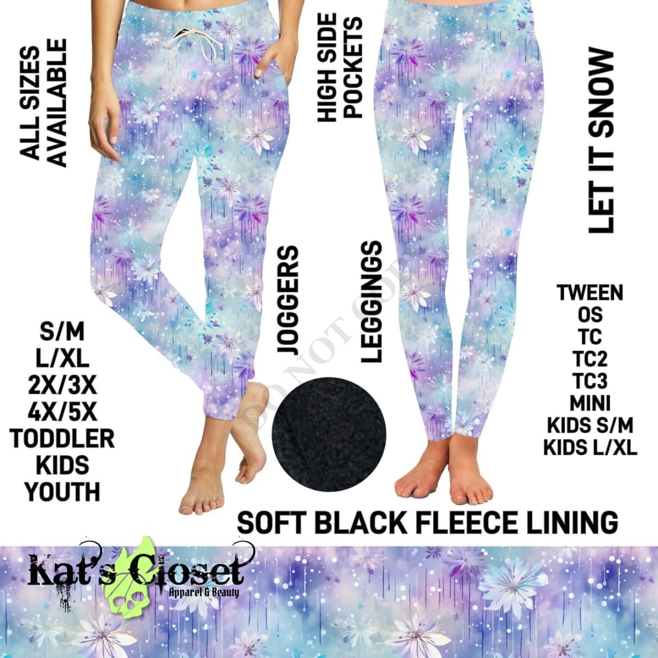 Let It Snow Fleece-Lined Leggings with High Side Pockets - Preorder ETA: Early Jan