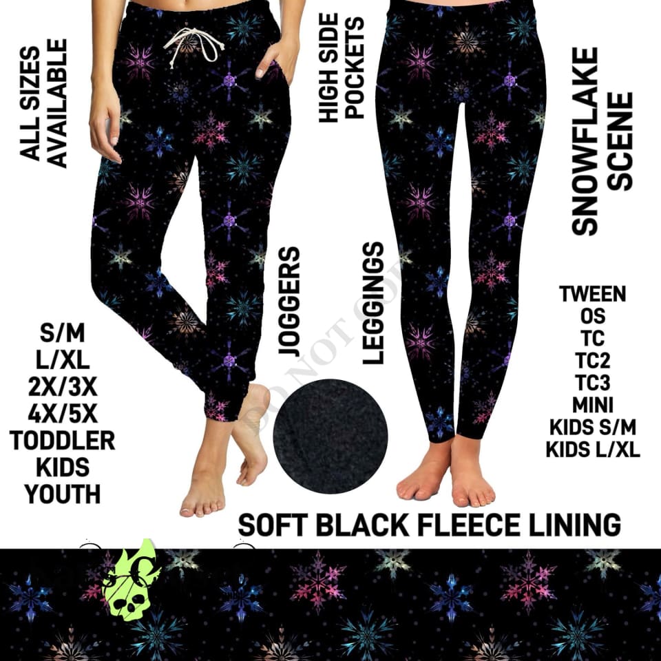 Snowflake Scene Fleece-Lined Unisex Joggers - Preorder ETA: Early Jan JOGGERS