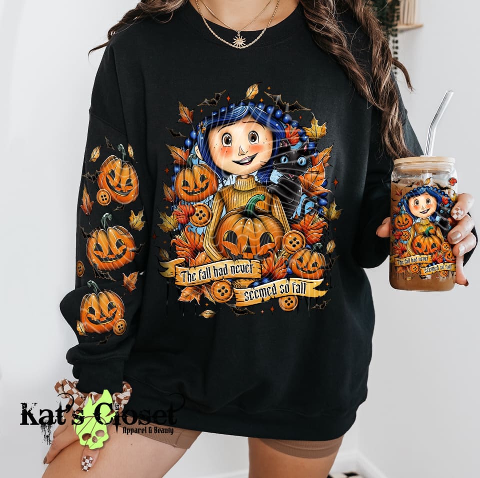 FALL BUTTONS CREWNECK SWEATSHIRT W/ SLEEVE PRINT Sweatshirt