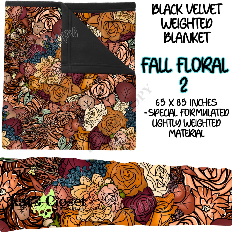 FALL FLORAL 2 - BLACK VELVET WEIGHTED BLANKET ROUND 4 PREORDER CLOSING 10/16 Blankets