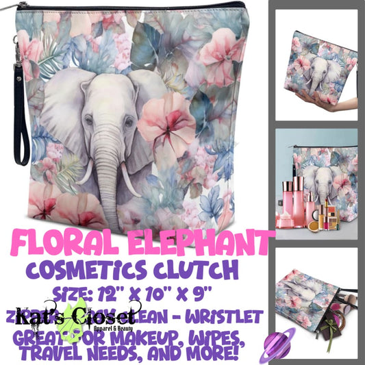 FLORAL ELEPHANT - CUSTOM COSMETIC CLUTCH PREORDER CLOSES 12/16 Bags and Wallets