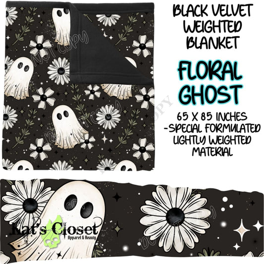 FLORAL GHOST - BLACK VELVET WEIGHTED BLANKET ROUND 4 PREORDER CLOSING 10/16 Blankets