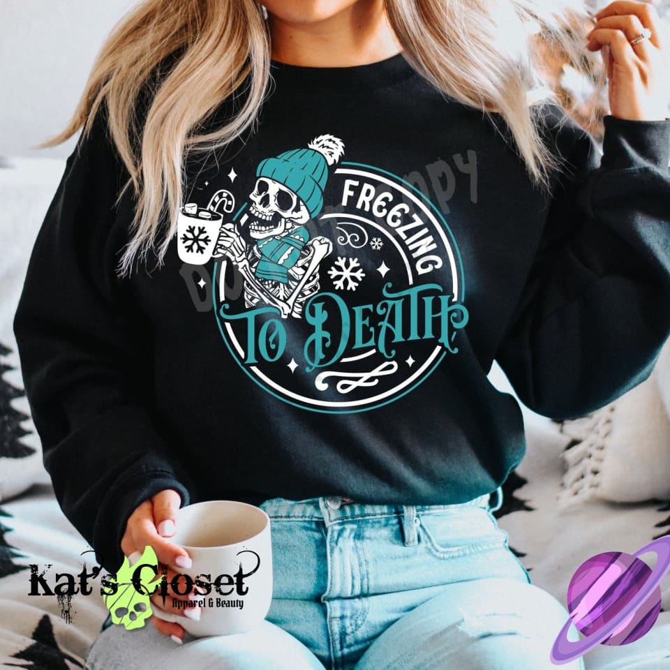 Freezing to Death Skull Tee Long Sleeve Hoodie Sweatshirt Tees