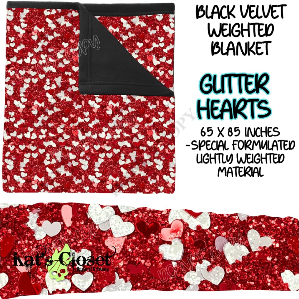 GLITTER HEARTS - BLACK VELVET WEIGHTED BLANKET ROUND 4 PREORDER CLOSING 10/16 Blankets