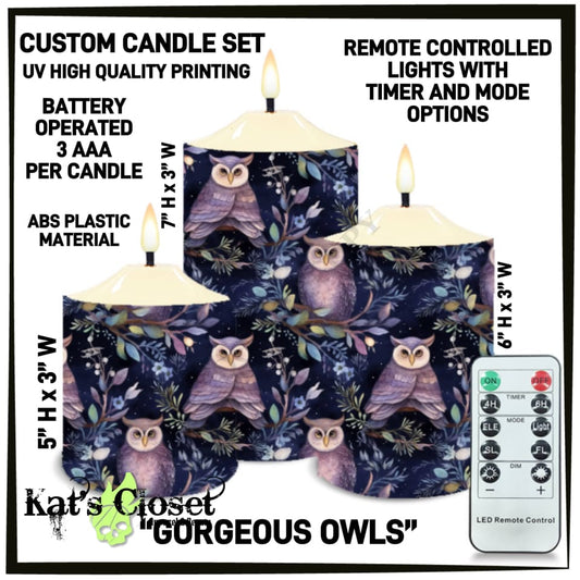 Gorgeous Owls 3-Piece Battery Operated Candle Set - Preorder ETA: Mid-Dec