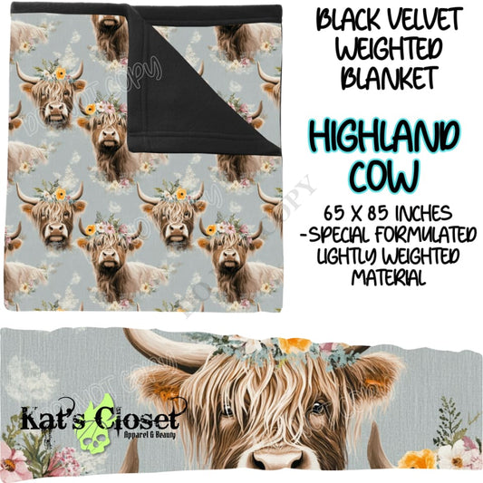 HIGHLAND COW - BLACK VELVET WEIGHTED BLANKET ROUND 4 PREORDER CLOSING 10/16 Blankets