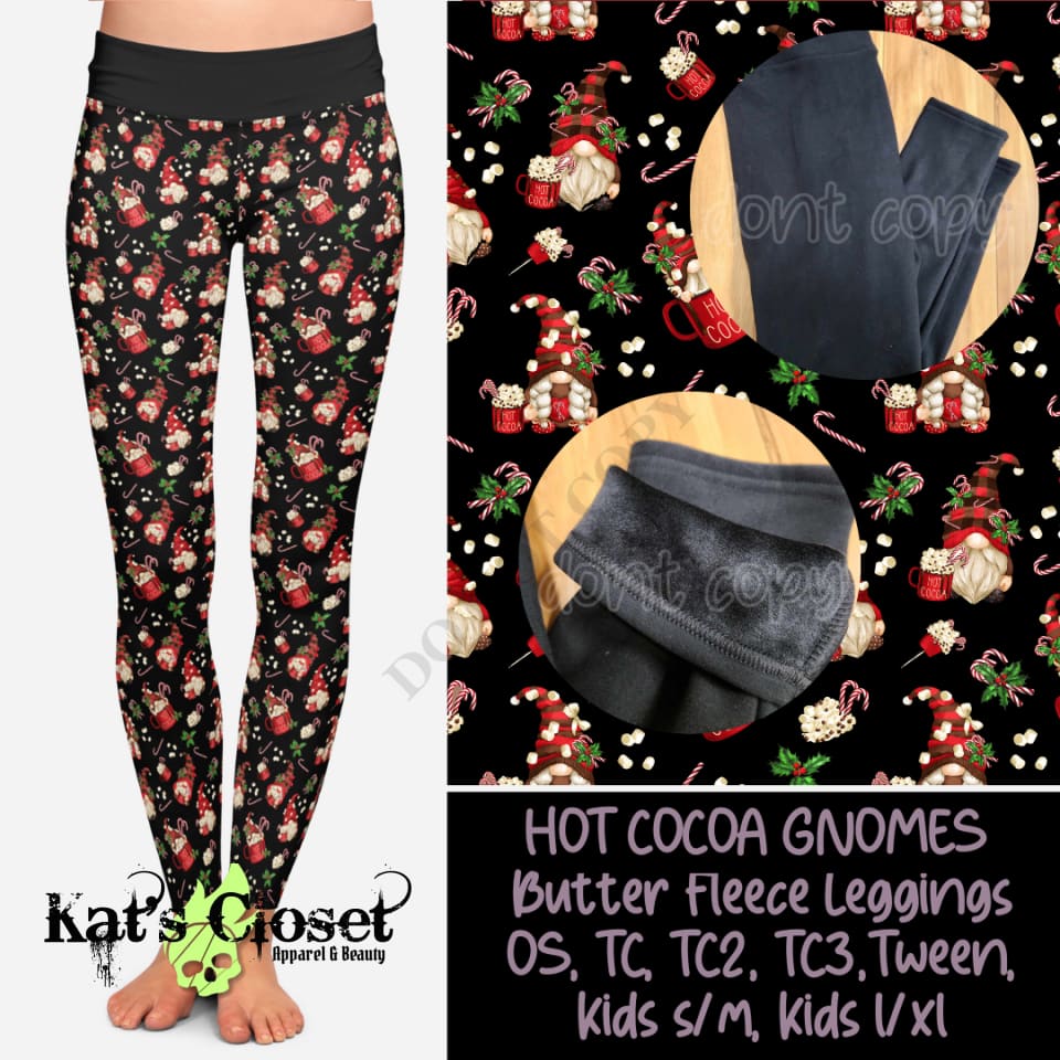 HOT COCOA GNOMES BUTTER FLEECE LINED LEGGINGS Leggings