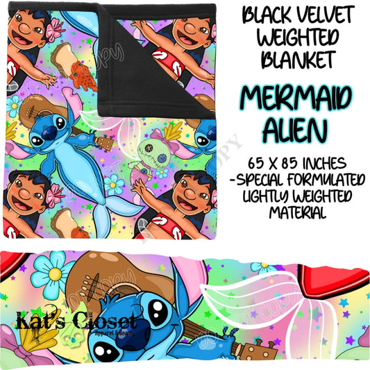 MERMAID ALIEN - BLACK VELVET WEIGHTED BLANKET ROUND 4 PREORDER CLOSING 10/16 Blankets