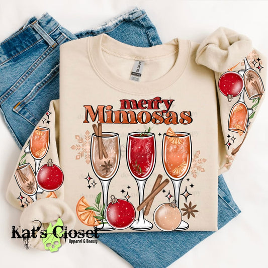 MERRY MIMOSA CREWNECK SWEATSHIRT W/ SLEEVE PRINT Sweatshirt