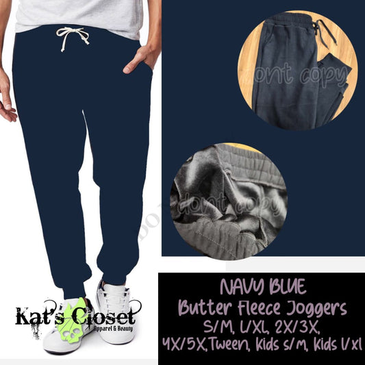 NAVY BLUE BUTTER FLEECE LINED UNISEX JOGGERS Joggers