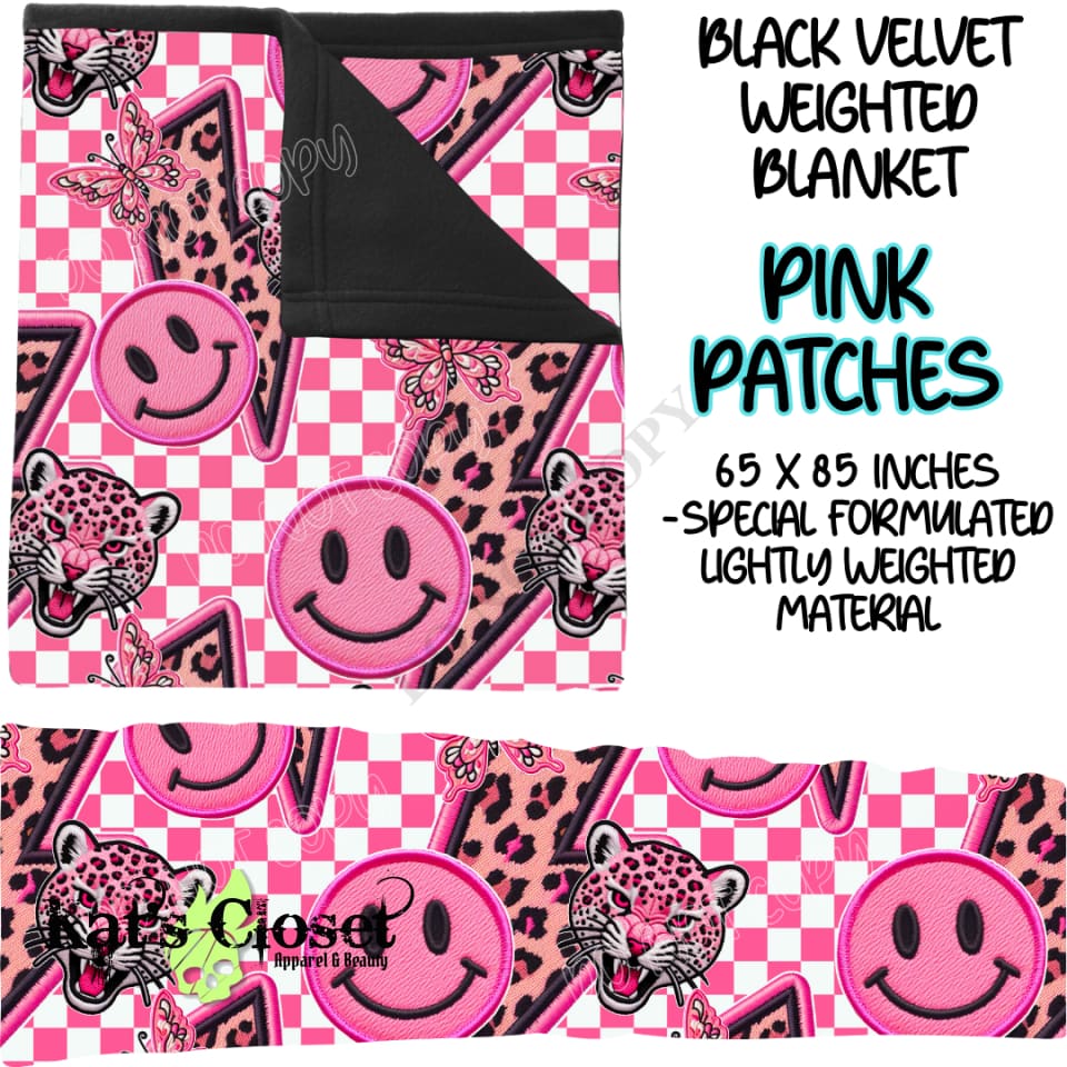 PINK PATCHES - BLACK VELVET WEIGHTED BLANKET ROUND 4 PREORDER CLOSING 10/16 Blankets