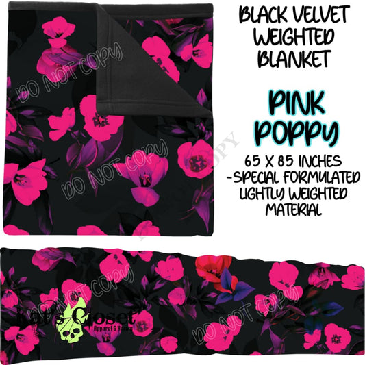 PINK POPPY - BLACK VELVET WEIGHTED BLANKET ROUND 4 PREORDER CLOSING 10/16 Blankets